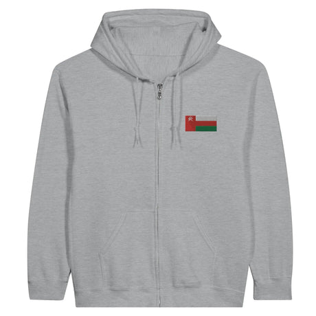 Sweat à capuche zippé oman coton mélangé broderie couleur
