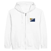 Sweat à capuche zippé pays-bas caraibéen broderie coton