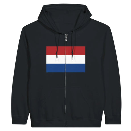 Sweat à capuche zippé pays-bas coton mélangé broderie