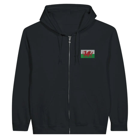 Sweat à capuche zippé pays de galles broderie couleur coton