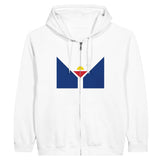 Sweat à capuche zippé saint-martin coton broderie drapeau