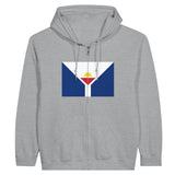 Sweat à capuche zippé saint-martin coton broderie drapeau
