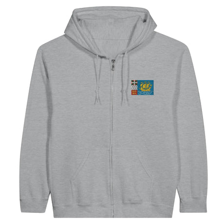 Sweat à capuche zippé saint-pierre-et-miquelon broderie coton