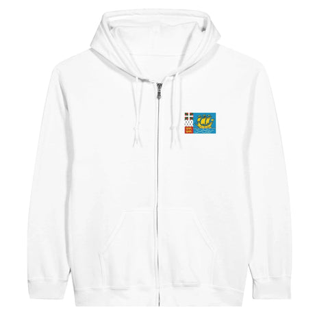 Sweat à capuche zippé saint-pierre-et-miquelon broderie coton