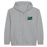 Sweat à capuche zippé tanzanie broderie coton mélangé