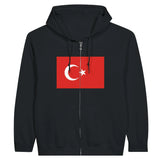 Sweat à capuche zippé turquie coton mélangé broderie