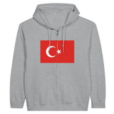 Sweat à capuche zippé turquie coton mélangé broderie