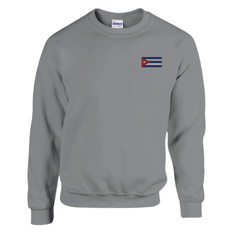 Sweat-shirt drapeau cuba broderie couleur coton mélangé