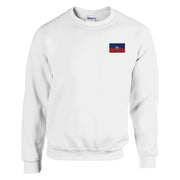 Sweat-shirt drapeau d’haïti broderie couleur coton mélangé