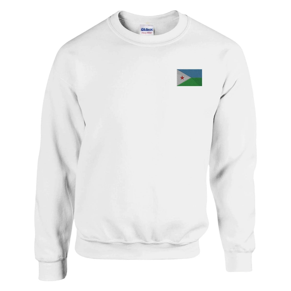 Sweat-shirt drapeau djibouti broderie couleur coton mélangé