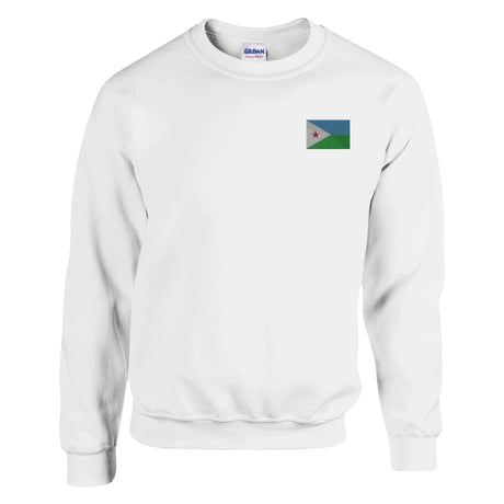 Sweat-shirt drapeau djibouti broderie couleur coton mélangé