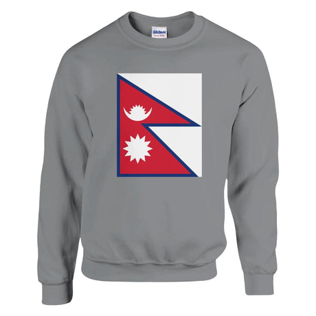 Sweat-shirt drapeau népal coton mélangé brodé doux