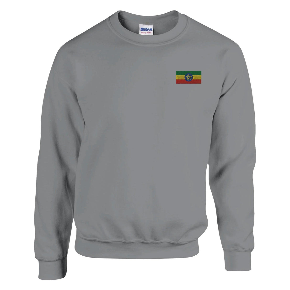 Sweat-shirt drapeau éthiopie broderie couleur coton mélangé