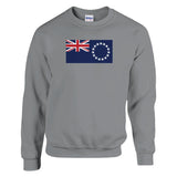 Sweat-shirt drapeau îles cook coton mélangé brodé durable