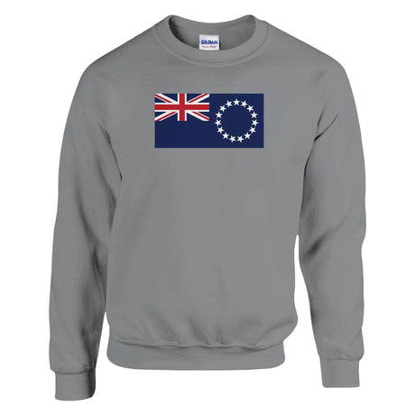 Sweat-shirt drapeau îles cook coton mélangé brodé durable