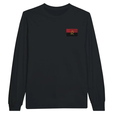 T-shirt à manches longues drapeau angola en broderie - pixelformaflag