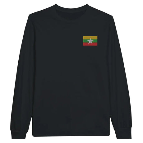 T-shirt à manches longues drapeau birmanie en broderie - pixelformaflag