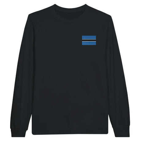 T-shirt à manches longues drapeau botswana en broderie - pixelformaflag
