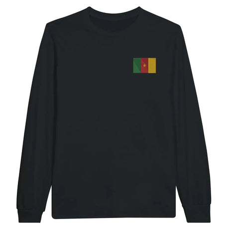 T-shirt à manches longues drapeau cameroun en broderie - pixelformaflag
