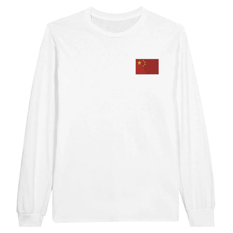 T-shirt à manches longues drapeau chine en broderie - pixelformaflag
