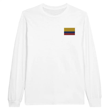 T-shirt à manches longues drapeau colombie en broderie - pixelformaflag