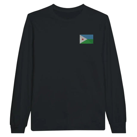 T-shirt à manches longues Drapeau de Djibouti en broderie - Pixelforma 