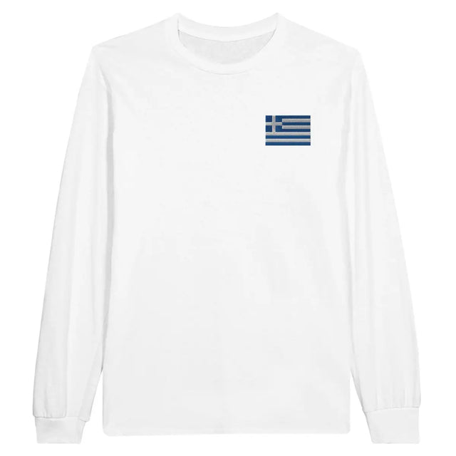 T-shirt à manches longues Drapeau de la Grèce en broderie - Pixelforma 