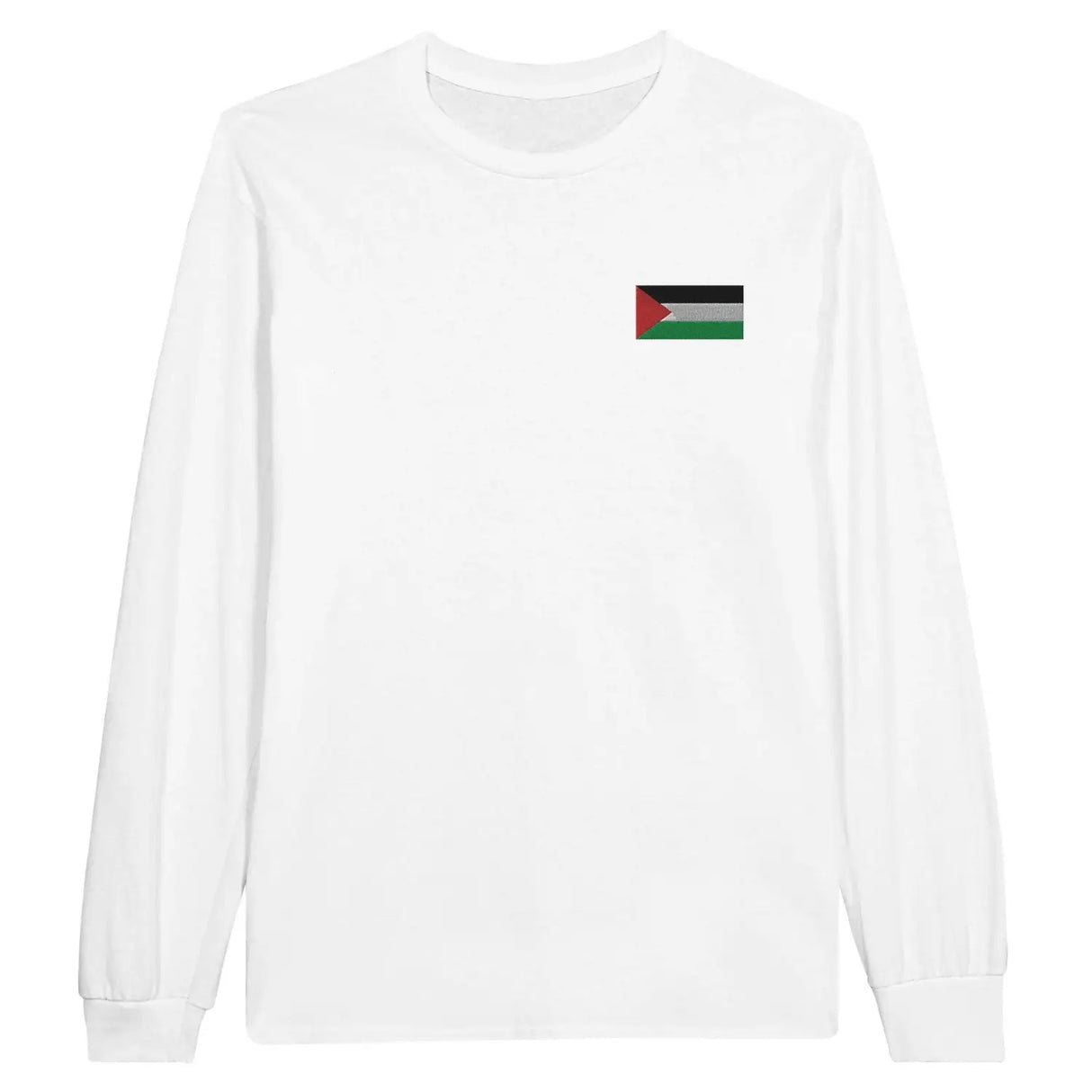 T-shirt à manches longues drapeau de la palestine en broderie - pixelformaflag