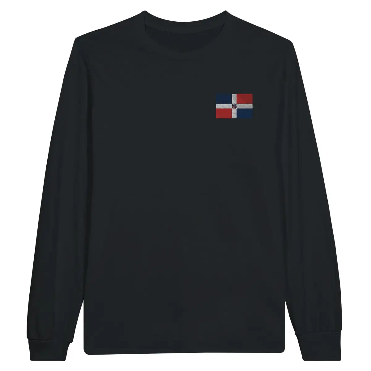 T-shirt à manches longues Drapeau de la République dominicaine en broderie - Pixelforma 