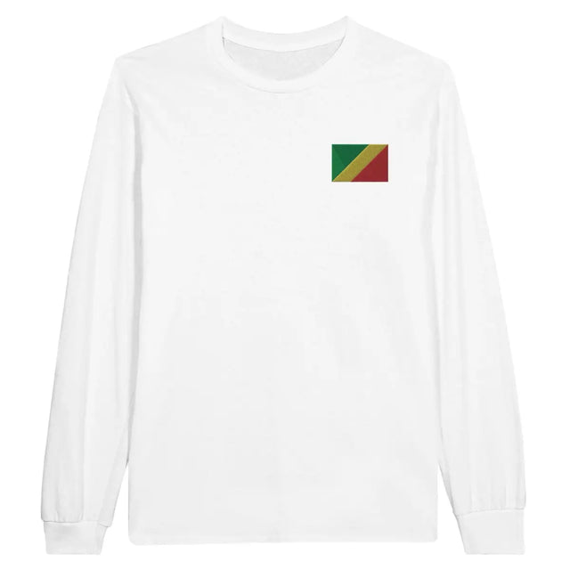 T-shirt à manches longues Drapeau de la république du Congo en broderie - Pixelforma 