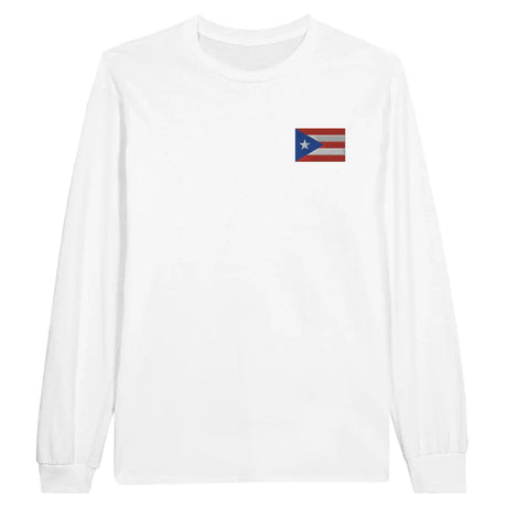 T-shirt à manches longues Drapeau de Porto Rico en broderie - Pixelforma 