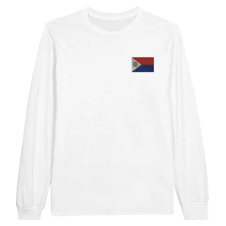 T-shirt à manches longues Drapeau de Saint-Martin en broderie - Pixelforma 