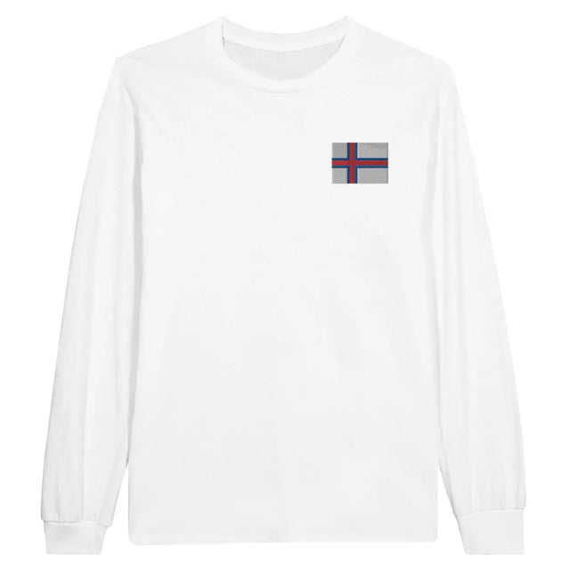 T-shirt à manches longues Drapeau des îles Féroé en broderie - Pixelforma 