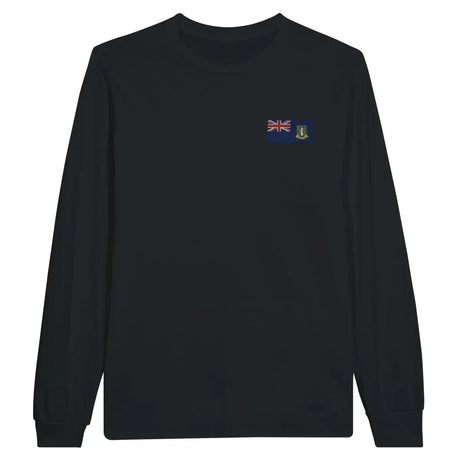 T-shirt à manches longues Drapeau des îles Vierges britanniques en broderie - Pixelforma 