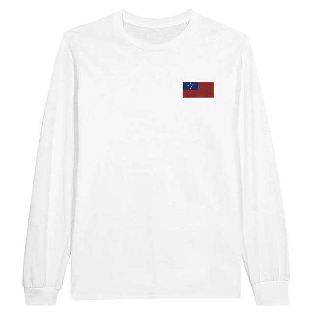 T-shirt à manches longues Drapeau des Samoa en broderie - Pixelforma 