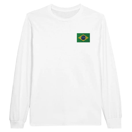 T-shirt à manches longues Drapeau du Brésil en broderie - Pixelforma 