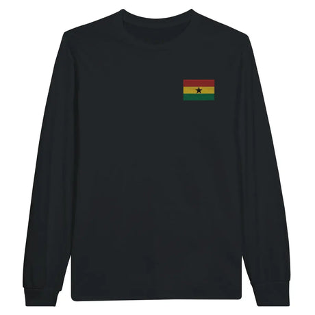 T-shirt à manches longues Drapeau du Ghana en broderie - Pixelforma 