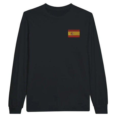 T-shirt à manches longues drapeau espagne en broderie - pixelformaflag