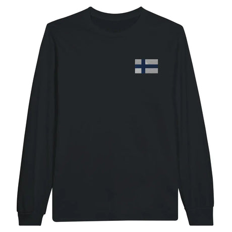 T-shirt à manches longues drapeau finlande en broderie - pixelformaflag