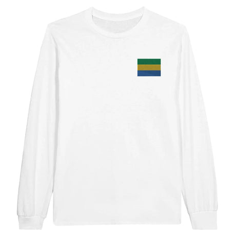 T-shirt à manches longues drapeau gabon en broderie - pixelformaflag