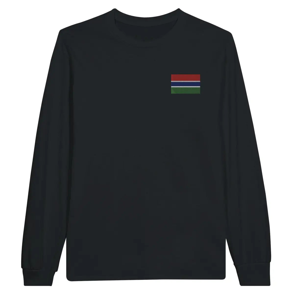 T-shirt à manches longues drapeau gambie en broderie - pixelformaflag