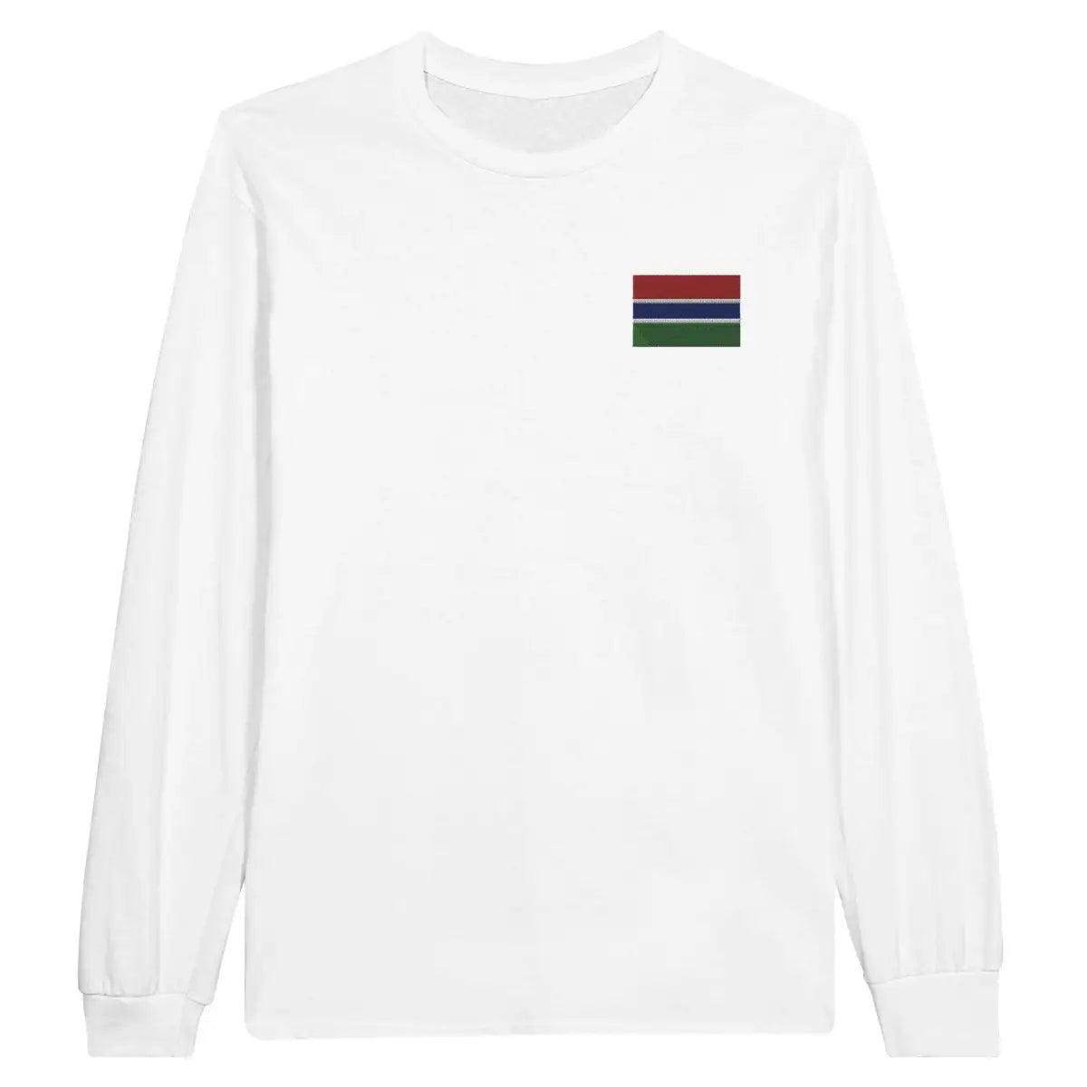 T-shirt à manches longues drapeau gambie en broderie - pixelformaflag