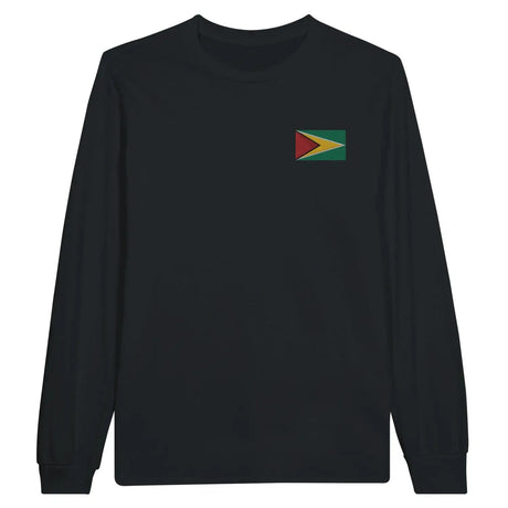 T-shirt à manches longues drapeau guyana en broderie - pixelformaflag