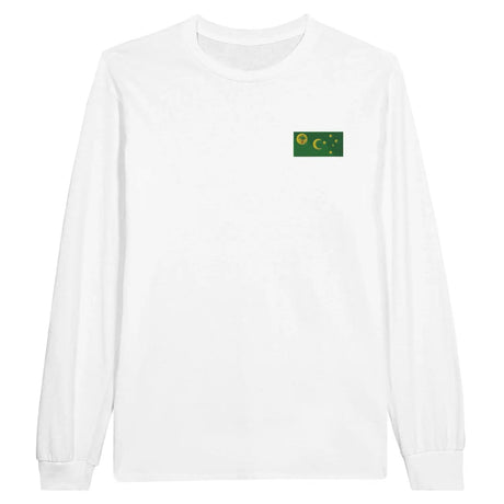 T-shirt à manches longues drapeau îles cocos en broderie - pixelformaflag