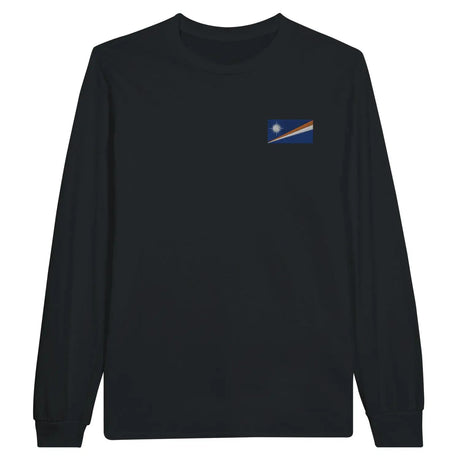 T-shirt à manches longues drapeau îles marshall en broderie - pixelformaflag