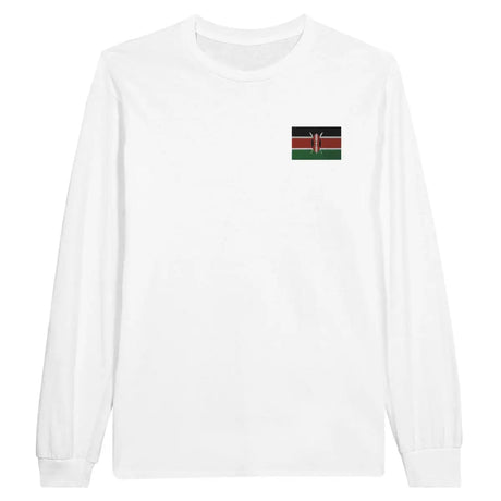 T-shirt à manches longues drapeau kenya en broderie - pixelformaflag
