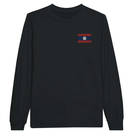 T-shirt à manches longues drapeau laos en broderie - pixelformaflag