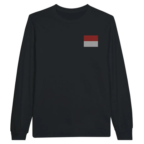T-shirt à manches longues drapeau monaco en broderie - pixelformaflag