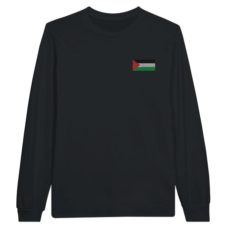 T-shirt à manches longues drapeau palestine en broderie - pixelformaflag