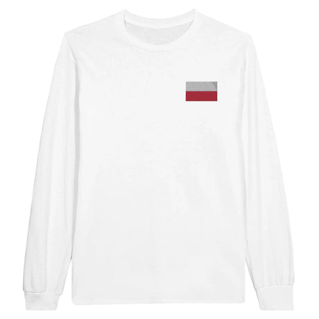 T-shirt à manches longues drapeau pologne en broderie - pixelformaflag